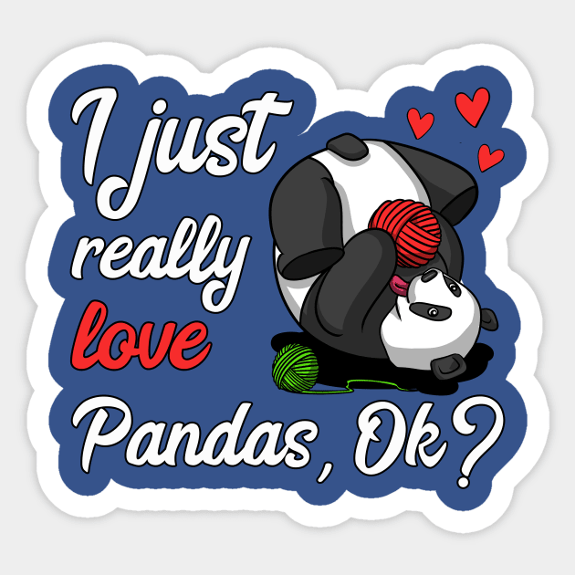 I Just Really Like Pandas Cute Panda Bear Knitting Yarn Sticker by underheaven